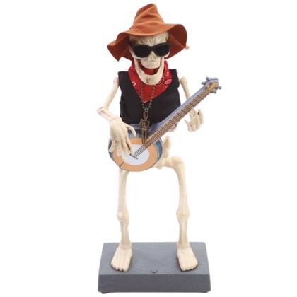 Imagem de Decoração Halloween Caveira Com Banjo Mexicano Com Som E Movimento