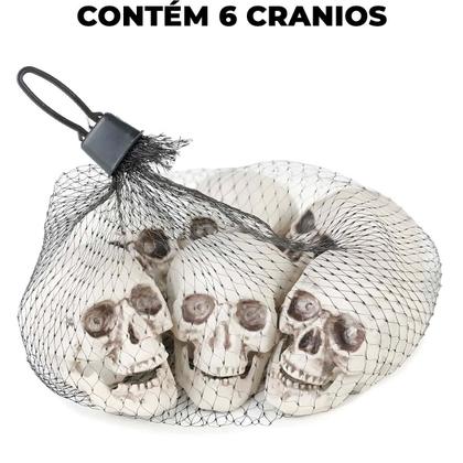 Imagem de Decoração Halloween Conjunto Com 6 Crânios de Caveiras de Plastico pra Lapides e Cemitérios