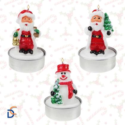 Imagem de Decoração Mesa de Natal Kit 3 Velas 3D Noel e Boneco de Neve - ART CHRISTMAS