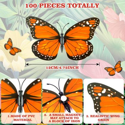 Imagem de Decoração: Monarch Butterfly Kolewo4ever 12 cm, laranja, 100 unidades