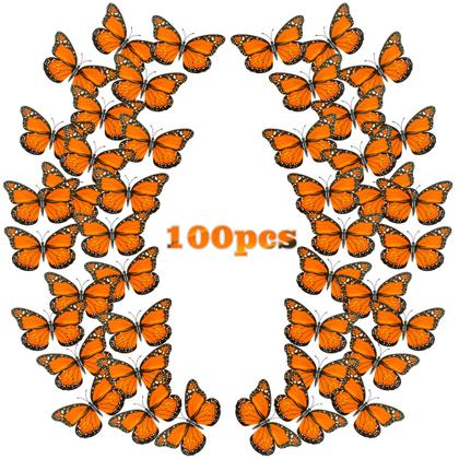 Imagem de Decoração: Monarch Butterfly Kolewo4ever 12 cm, laranja, 100 unidades