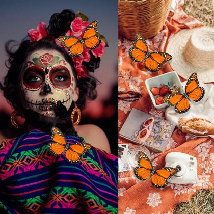 Imagem de Decoração: Monarch Butterfly Kolewo4ever 12 cm, laranja, 100 unidades