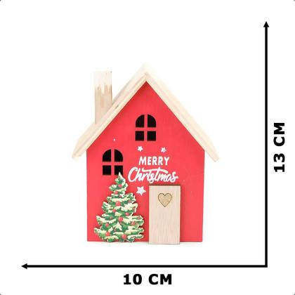 Imagem de Decoração Natalina Casinha de Natal em Madeira MDF com Neve e Chaminé Vila Vilarejo Cenario