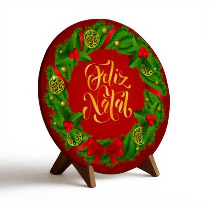 Imagem de Decoração para Natal Papai Noel Capa de Porta ou Painel de Mesa em Tecido Veste Fácil com Elástico