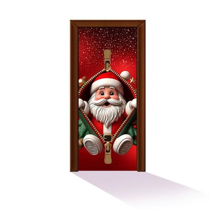 Imagem de Decoração para Natal Papai Noel Capa de Porta ou Painel de Mesa em Tecido Veste Fácil com Elástico