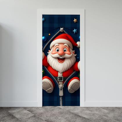 Imagem de Decoração para Natal Papai Noel Capa de Porta ou Painel de Mesa em Tecido Veste Fácil com Elástico