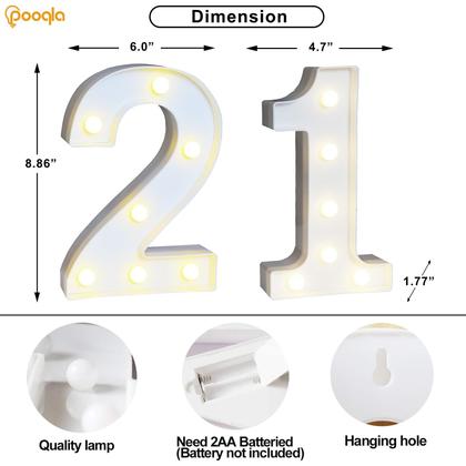 Imagem de Decoração Pooqla LED Light Up Numbers 21 para festa de aniversário