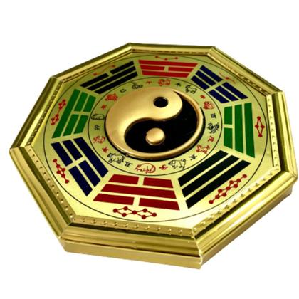 Imagem de Decoração Quadro Baguá Céu Posterior Feng Shui Yin Yang Colorido 17cm