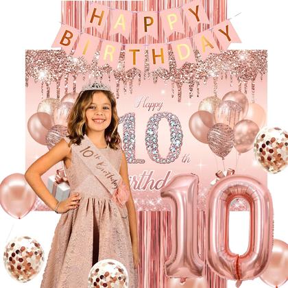 Imagem de Decorações de aniversário jenlion Rose Gold 10º aniversário
