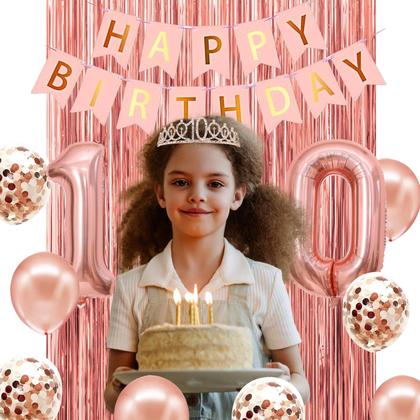 Imagem de Decorações de aniversário jenlion Rose Gold 10º aniversário