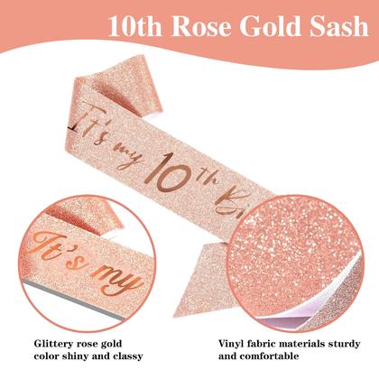 Imagem de Decorações de aniversário jenlion Rose Gold 10º aniversário
