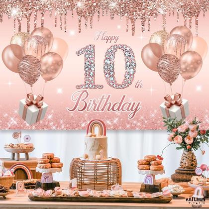 Imagem de Decorações de aniversário jenlion Rose Gold 10º aniversário