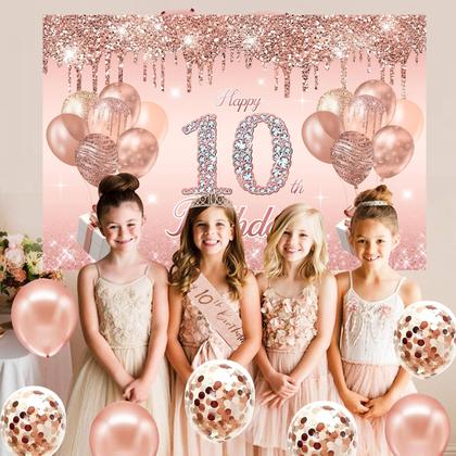 Imagem de Decorações de aniversário jenlion Rose Gold 10º aniversário