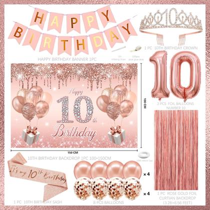 Imagem de Decorações de aniversário jenlion Rose Gold 10º aniversário