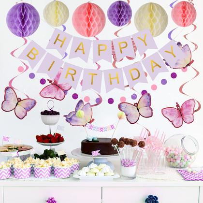 Imagem de Decorações de aniversário meowtastic Purple Feliz Aniversário