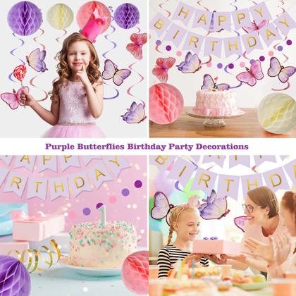 Imagem de Decorações de aniversário meowtastic Purple Feliz Aniversário