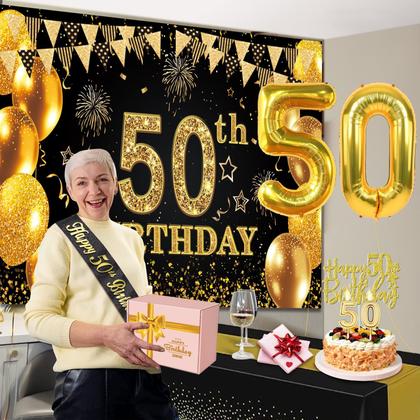 Imagem de Decorações de aniversário YeohJoy 50º aniversário para homens e mulheres