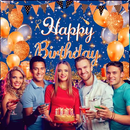 Imagem de Decorações de banner de aniversário Peconal Blue Orange 180x110cm