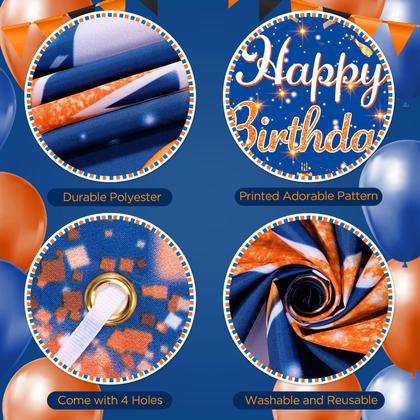Imagem de Decorações de banner de aniversário Peconal Blue Orange 180x110cm