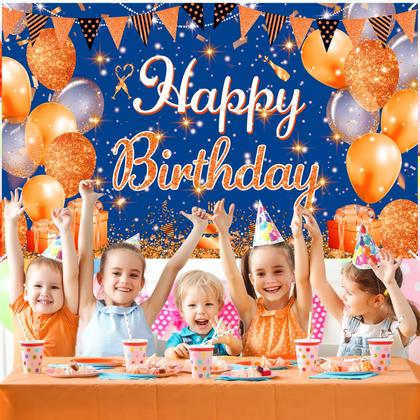 Imagem de Decorações de banner de aniversário Peconal Blue Orange 180x110cm
