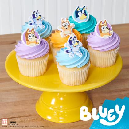 Imagem de Decorações de cupcake DecoPac Bluey So Much Fun Rings, pacote com 72