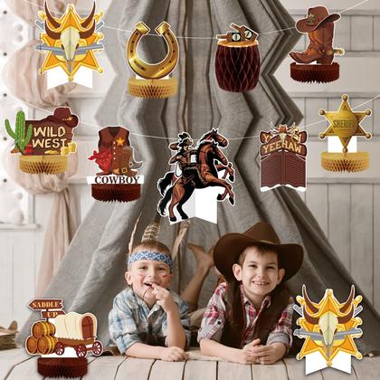 Imagem de Decorações de festa Bluegogo Western Cowboy Centerpieces x10