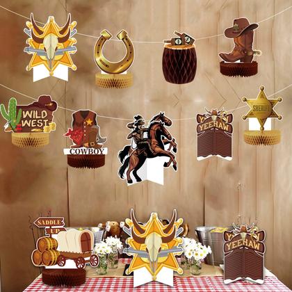 Imagem de Decorações de festa Bluegogo Western Cowboy Centerpieces x10