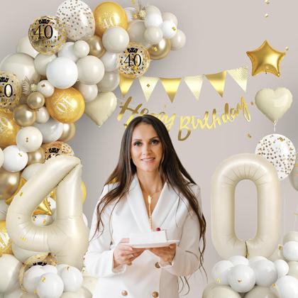 Imagem de Decorações de festa Dagelar 40th Birthday Sand White Gold