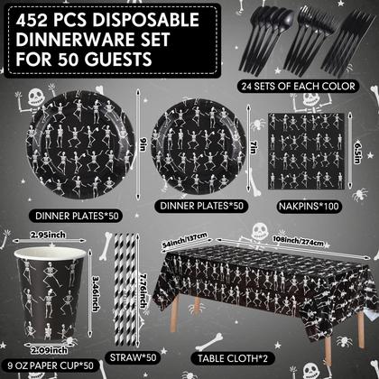 Imagem de Decorações de festa de esqueleto de Halloween Funnymoom 452 unidades