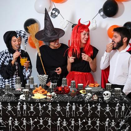 Imagem de Decorações de festa de esqueleto de Halloween Funnymoom 452 unidades