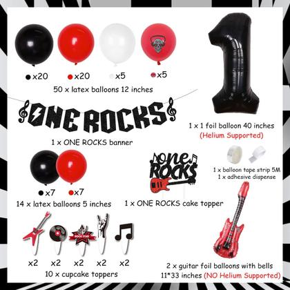 Imagem de Decorações de festa Funmemoir One Rocks 1st Birthday Rock Rock Band