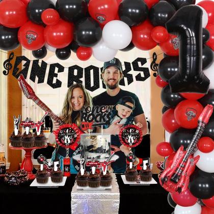Imagem de Decorações de festa Funmemoir One Rocks 1st Birthday Rock Rock Band