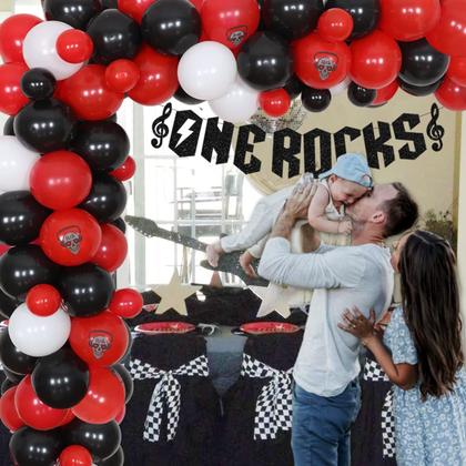 Imagem de Decorações de festa Funmemoir One Rocks 1st Birthday Rock Rock Band
