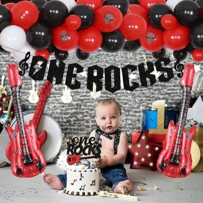 Imagem de Decorações de festa Funmemoir One Rocks 1st Birthday Rock Rock Band