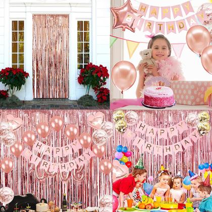 Imagem de Decorações de festa HGH Rose Gold Birthday para mulheres e meninas