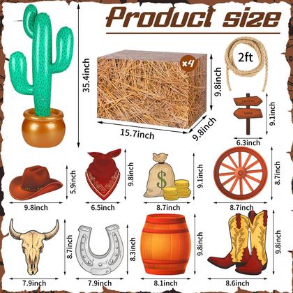 Imagem de Decorações de festa JellyArch Western Cowboy Theme 14 unidades