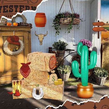 Imagem de Decorações de festa JellyArch Western Cowboy Theme 14 unidades