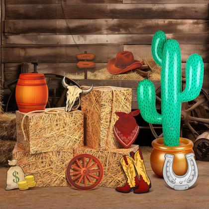 Imagem de Decorações de festa JellyArch Western Cowboy Theme 14 unidades