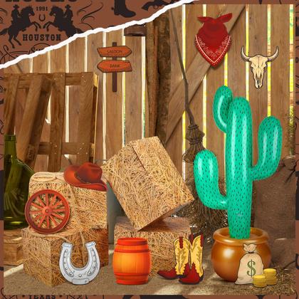 Imagem de Decorações de festa JellyArch Western Cowboy Theme 14 unidades