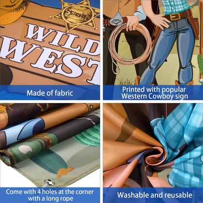 Imagem de Decorações de festa Western Cowboy Photo Props 180x90cm Blulu