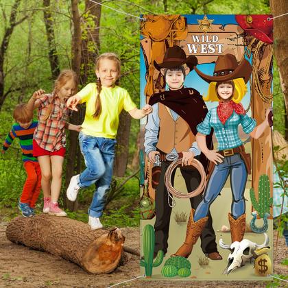 Imagem de Decorações de festa Western Cowboy Photo Props 180x90cm Blulu