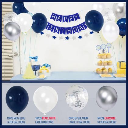 Imagem de Decorações de Festa YGYXMY - Azul Marinho e Prata - Aniversário Masculino