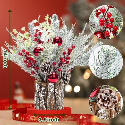 Imagem de Decorações de mesa de Natal BHLUUIYER Árvore de peça central de 14 cm