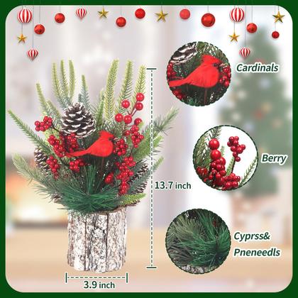 Imagem de Decorações de mesa lokeisna Cardinal Christmas 33cm com árvore