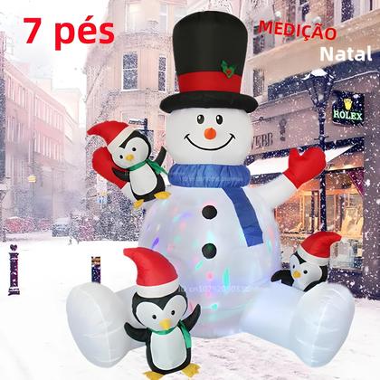Imagem de Decorações De Natal Infláveis LED De 7FT, Boneco De Neve E Pinguim Para Uso Interno E Externo