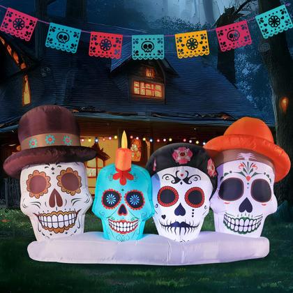 Imagem de Decorações infláveis DomKom Halloween 8FT Day of Dead