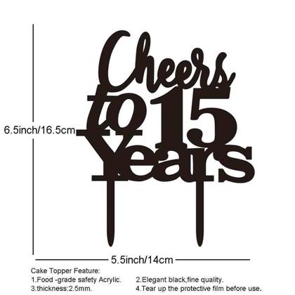 Imagem de Decorações vermelhas de 15 anos da Santonila, banner de feliz aniversário, Sash Cheers To 15 Years Cake Topper Number 15, confete, balões de látex, cortinas com franjas de papel alumínio preto para meninas e mulheres, festa de aniversário de 15 anos