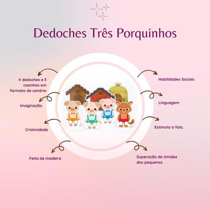 Imagem de Dedoches três porquinhos babebi madeira 7 peças
