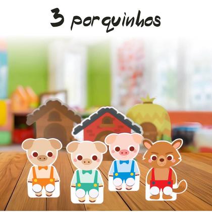 Imagem de Dedoches três porquinhos babebi madeira 7 peças