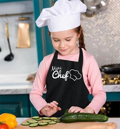 Imagem de Deixe a criatividade fluir com o nosso avental infantil Vida Pratika Mini Chef Preto!